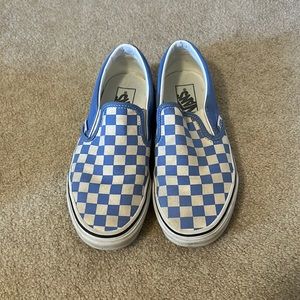 Women’s Blue checker board vans size 8W 6.5M